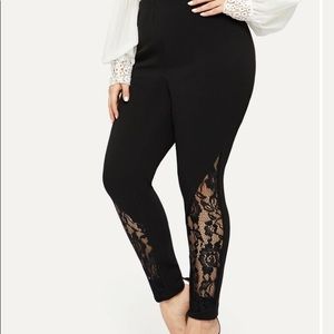 Black lace cutout leggings